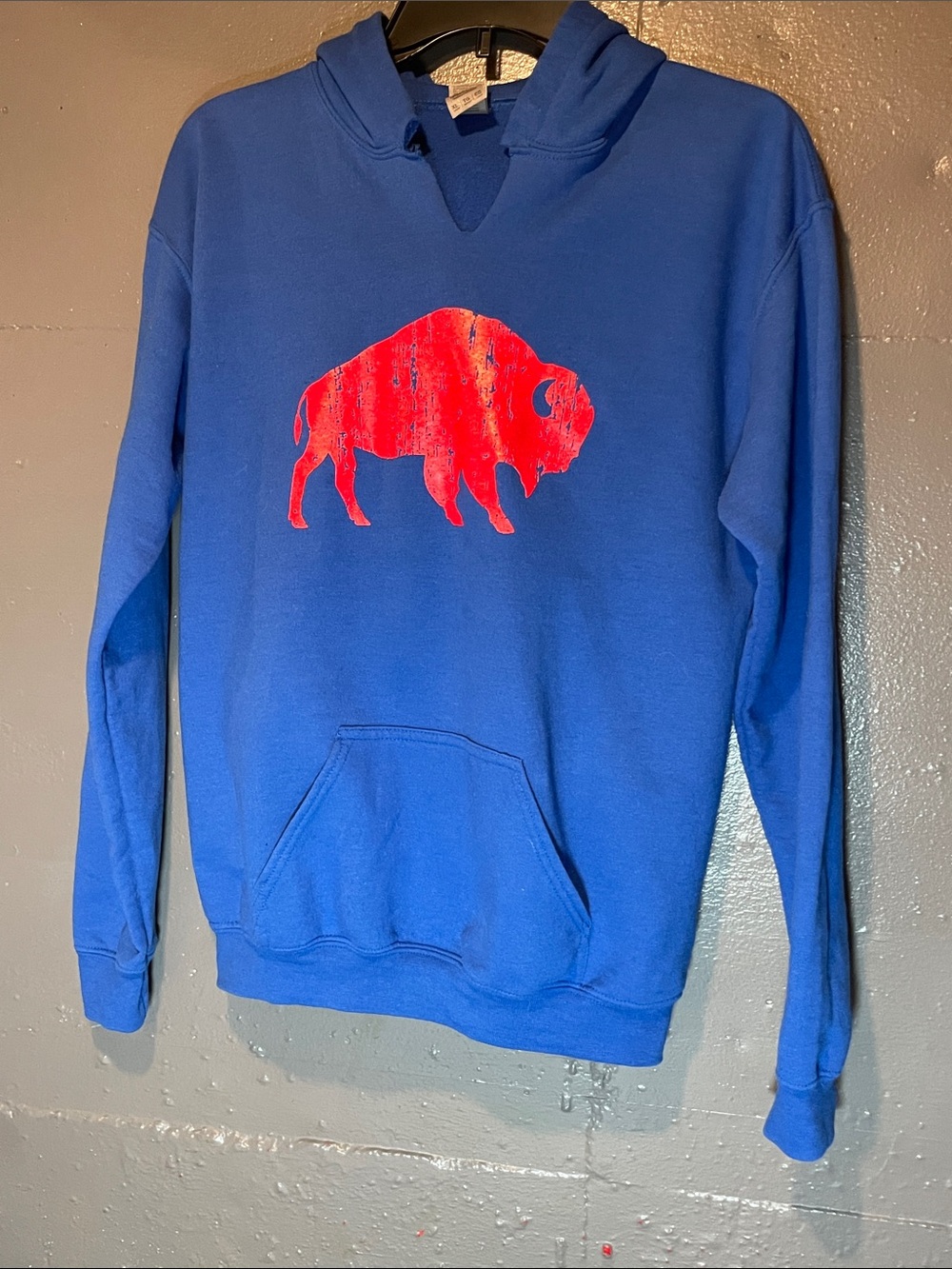 Gildan Royal Blue Hoodie with Red Buffalo Graphic